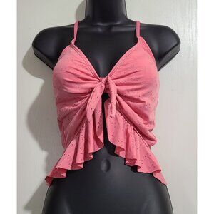 Coral Reef Swim Top Pink Padded Criss Cross Straps 21142 Size S 4/6